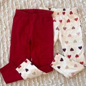 Old Navy Red and Heart Print Kids Leggings